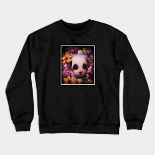 cute puppy in the middle of flowers Crewneck Sweatshirt